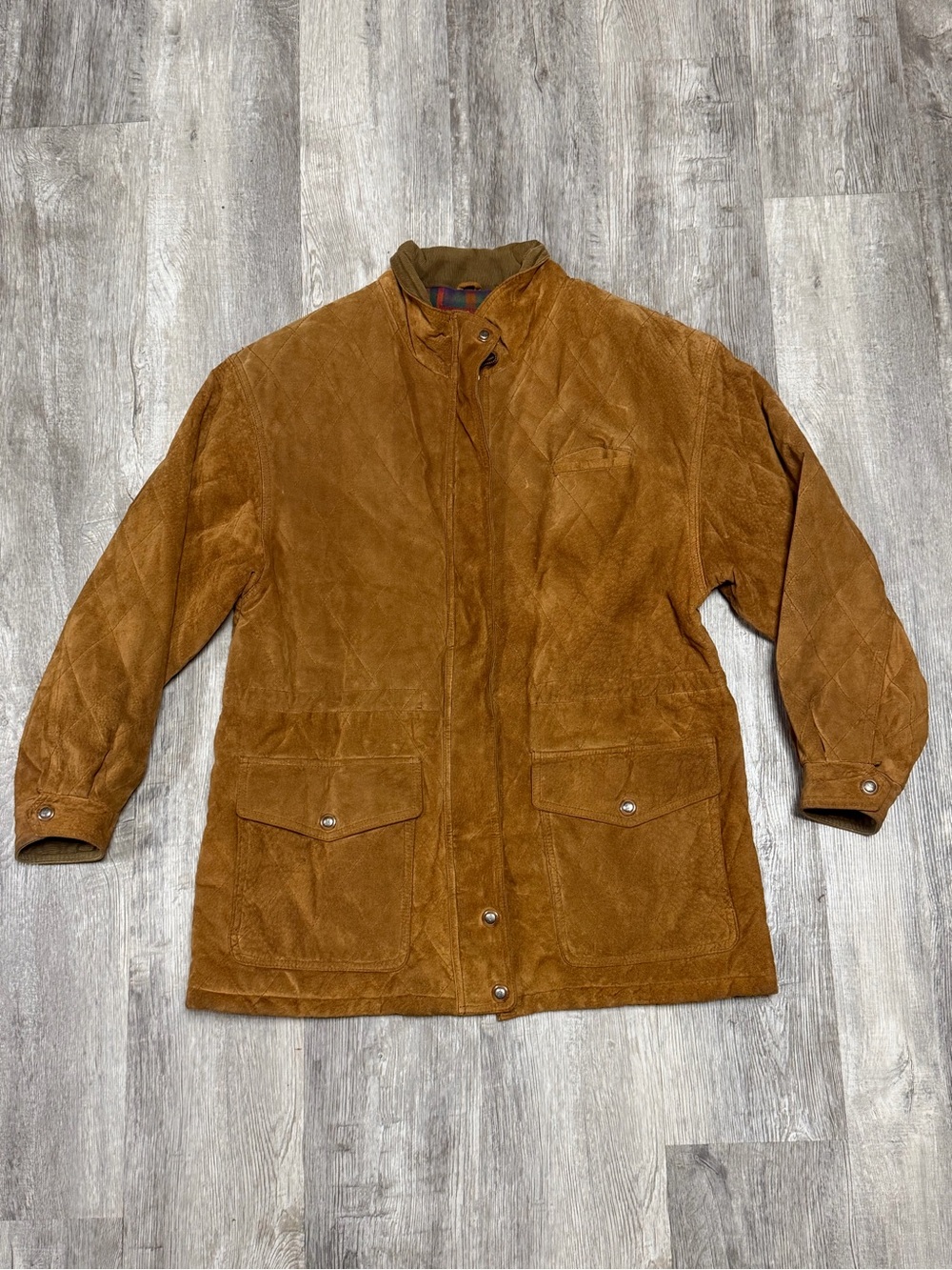 American Eagle Outfitters Tan Quilted Suede Jacket